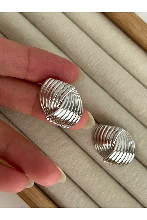 Silver Colored Shell Earrings - 3