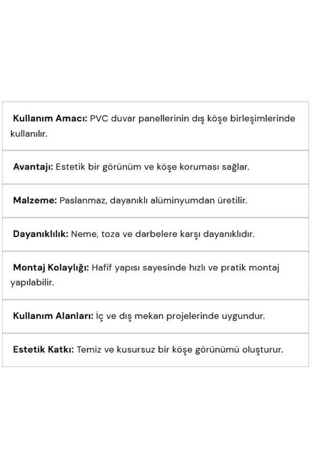 PVC Duvar Kaplama Paneli Dış Köşe Profili 90 cm - 3 Adet (Toplam 270 cm) - 4