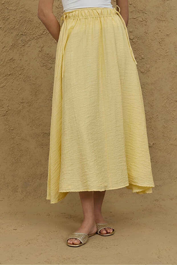 Tie Detail Gathered Skirt Yellow