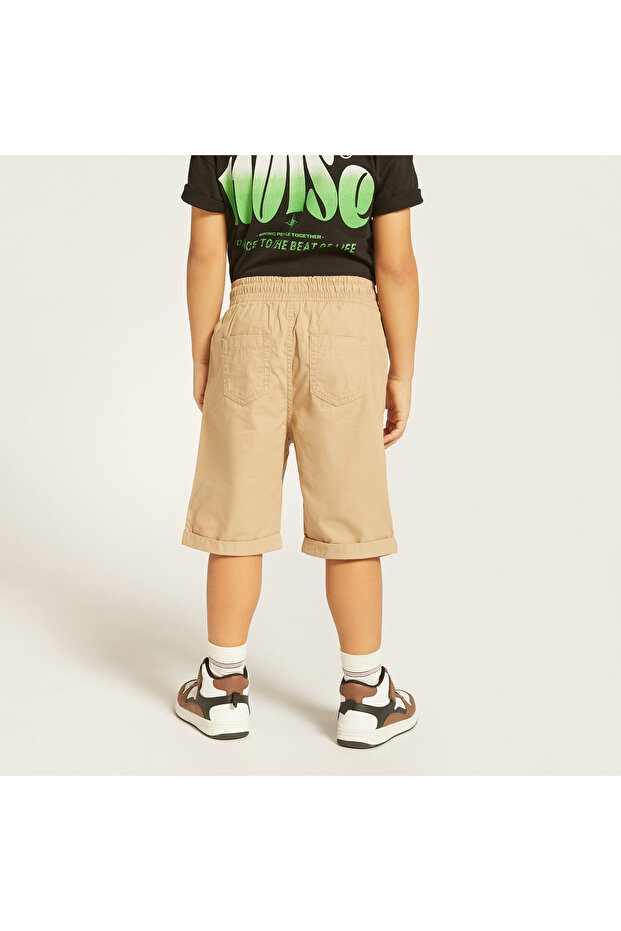 Solid Shorts With Drawstring Closure - 4