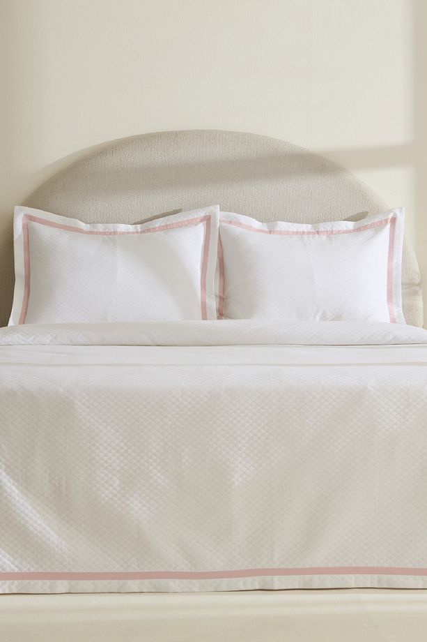 White Collection Doris %100 Pamuk Çift Kişilik Yatak Örtüsü Takımı Pudra - 1