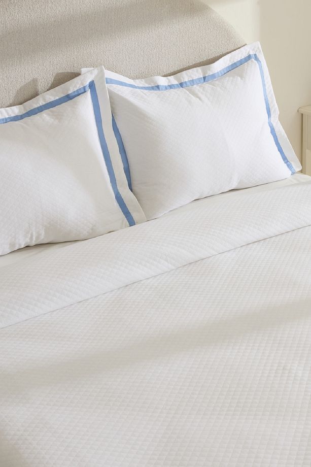 White Collection Doris %100 Pamuk Çift Kişilik Yatak Örtüsü Takımı Mavi - 5