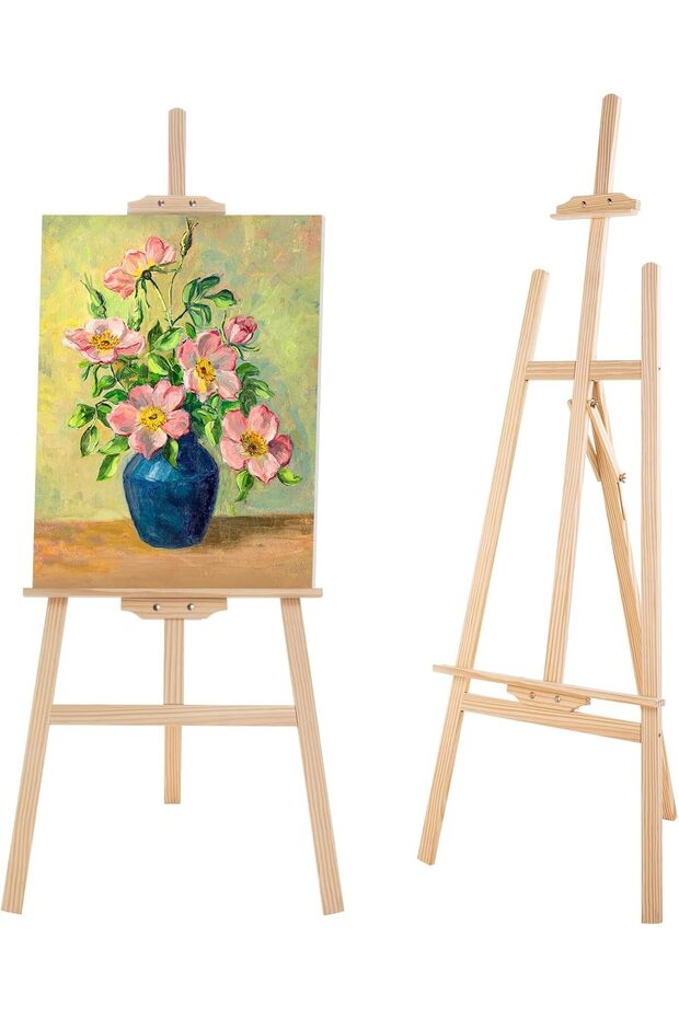 حامل رسم خشبي على شكل حرف A، قابل للطي، مصنوع من خشب الزان، قابل للتعديل، للرسم والتلوين، بطول 1.5 متر