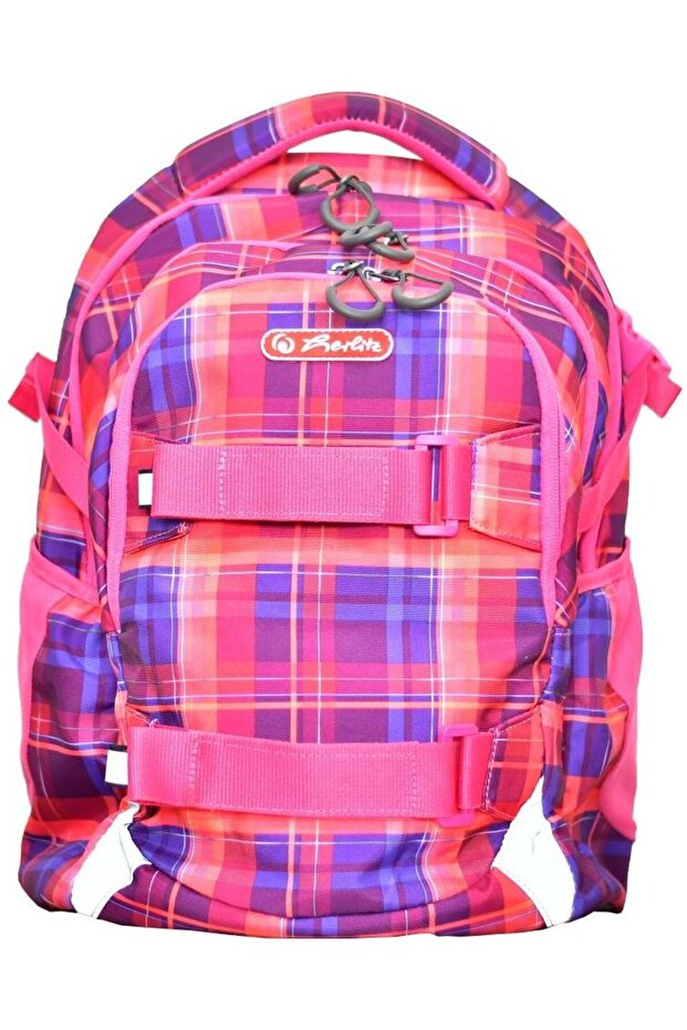 Wave Backpack, Pink Checkers Pattern - 1