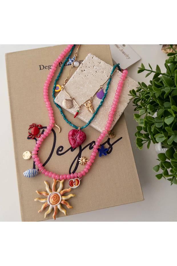 Marka Model Charm’lı 3’lü Yaz Kolyesi - 1