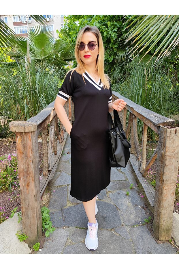 فستان أسود بفتحة - 3