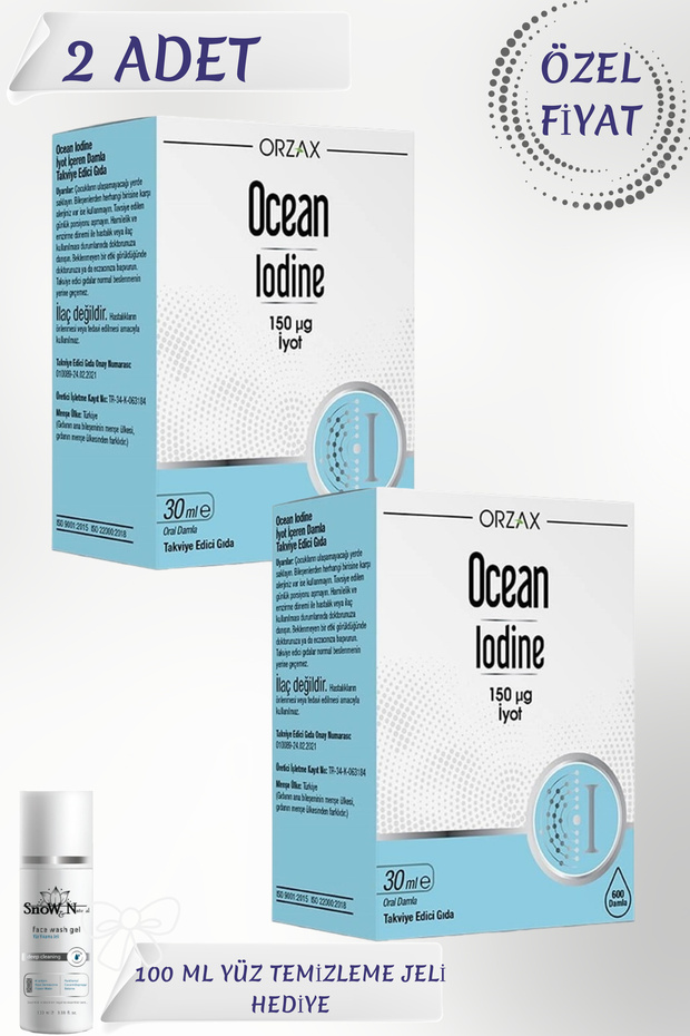 Lodin İyot Damla 30 ml Her 1 damla için 150 mcg ( 2 ADET ) + 100 ML Yüz Temizleme Jeli HEDİYE - 1