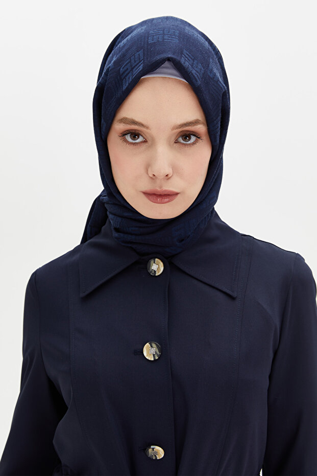 Jakarlı Monogram Şal - 1