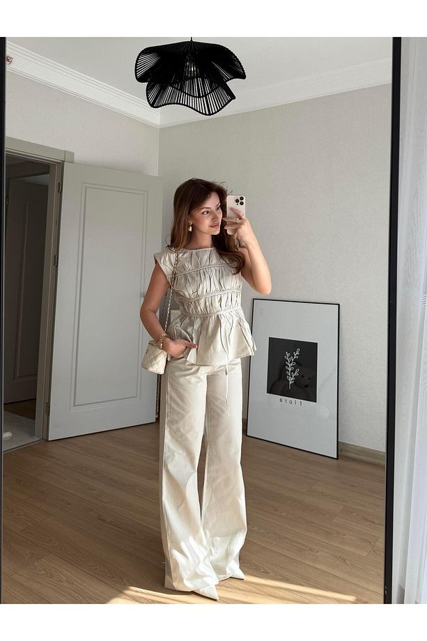 BEJ LAYER PANTALON BLUZ TAKIM - 5