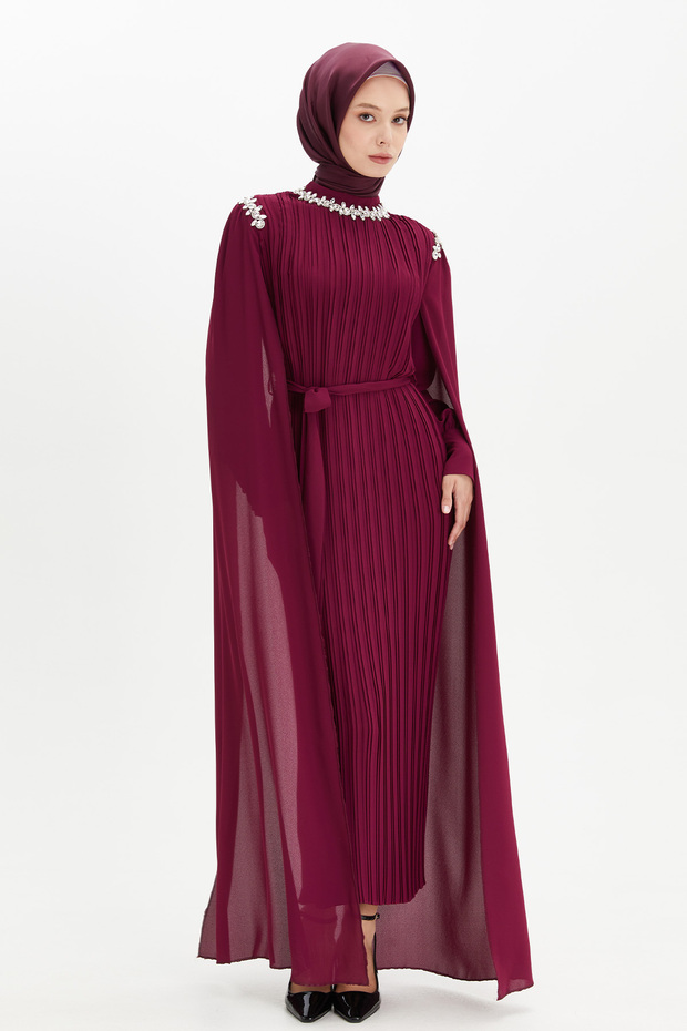 Pelerin Kol Piliseli Elbise - 1