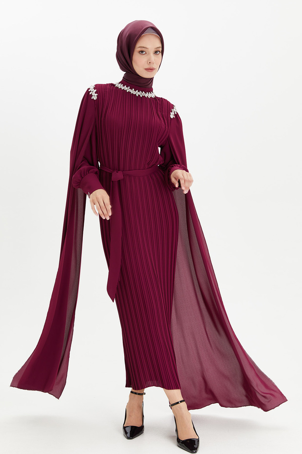 Pelerin Kol Piliseli Elbise - 2