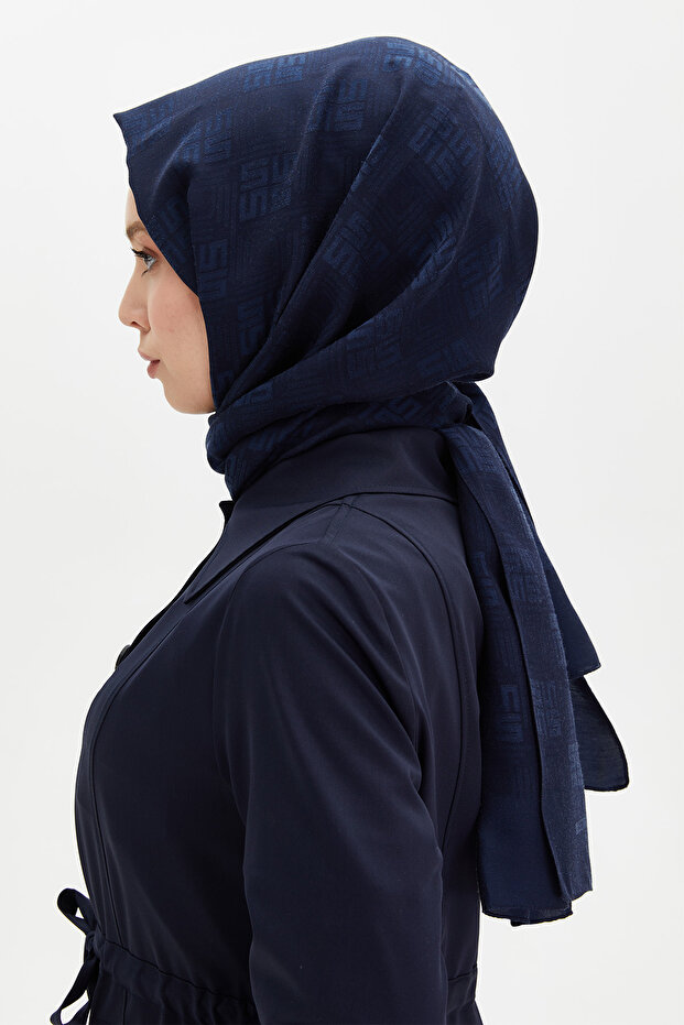 Jakarlı Monogram Şal - 2