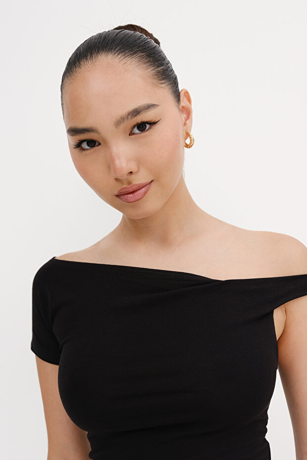 Kayık Yaka Basic T-shirt P1785 - 2