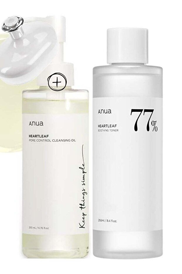 Heartleaf Cleansing and Soothing Set - Pore Control Cleansing Oil & 77 Soothing Toner - 450ml