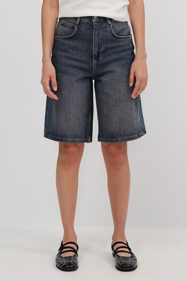 Kayış Detaylı Bermuda Denim Şort Ş476-PNİ - 5