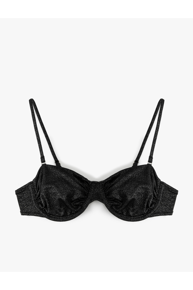 Glittery Shiny Underwire Strapless Bikini Top