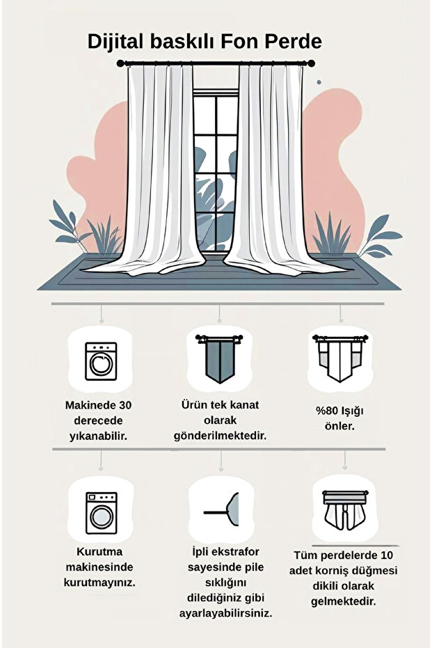 Elegant Bird Patterned Digital Printed High Quality Background Curtain. Premium Background Curtain with Cornice and Extrafor. - 4