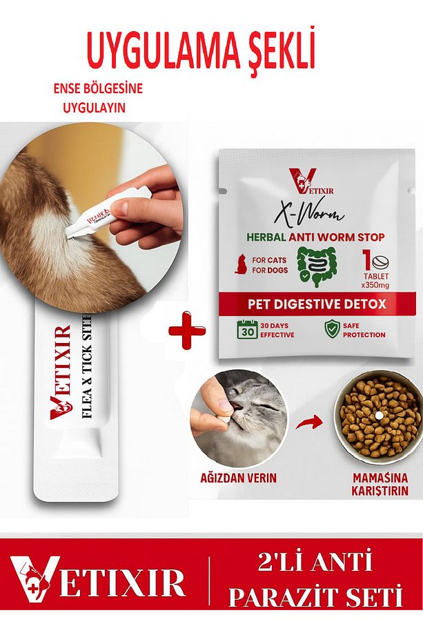 2'li Set Kedi Ve Köpek Iç Dış Anti Parazit Bitkisel 1 Damla Ve 1 Tablet Paketi - 4