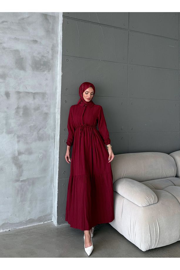 Asya Belbağcıklı Tesettür Elbise - 6