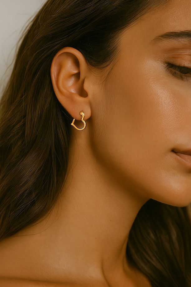 6’lı Kalpli Minimal Küpe Seti – MK0013-GOLD - 1