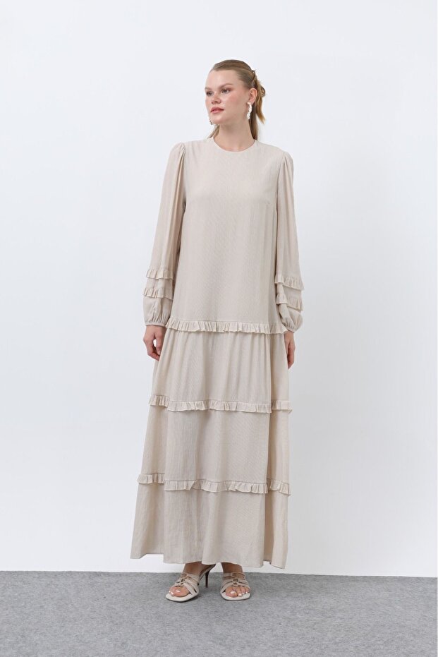 FIRFIRLI VİSKOZ ELBİSE - 1