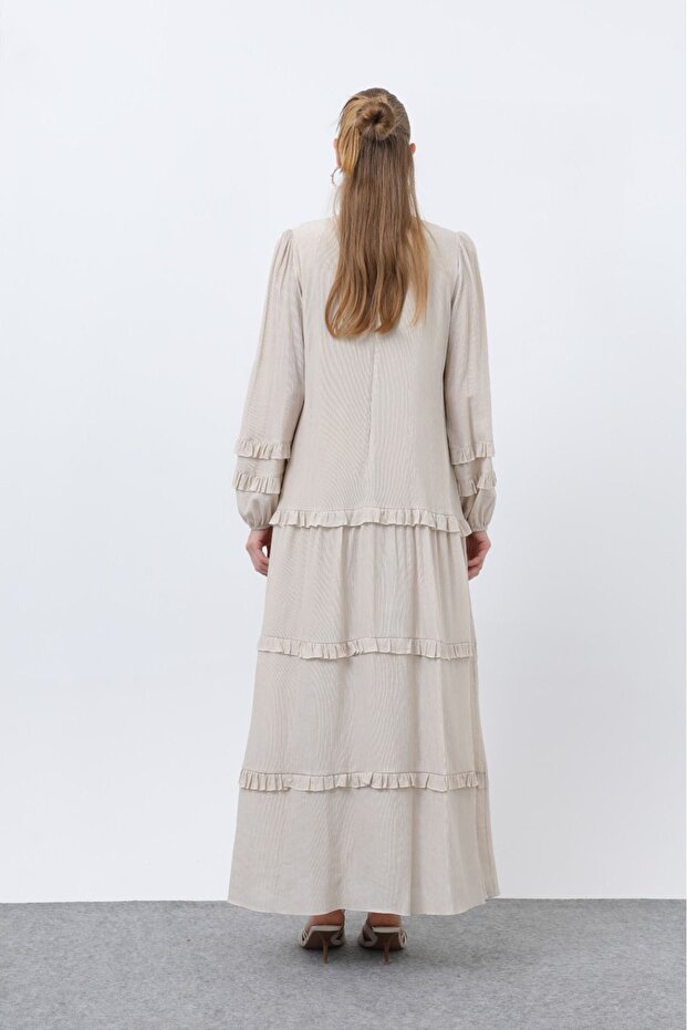 FIRFIRLI VİSKOZ ELBİSE - 5