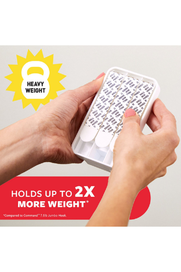 خطاف بلاستيكي ذاتي اللصق مقاوم للتلف، أبيض، مقاس كبير جدًا - 2