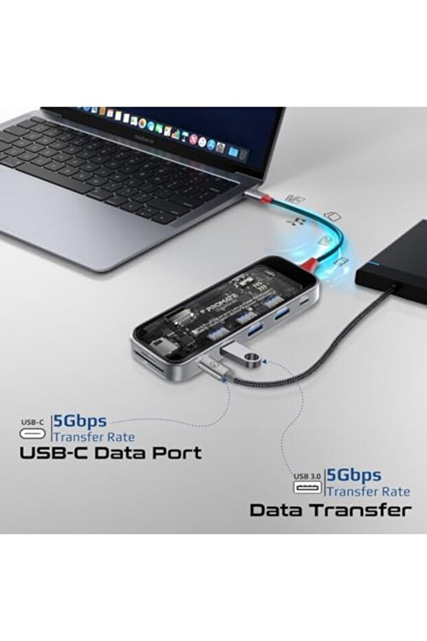 موزع USB-C، موزع وسائط متعدد الشاشات 9 في 1 متميز - 7