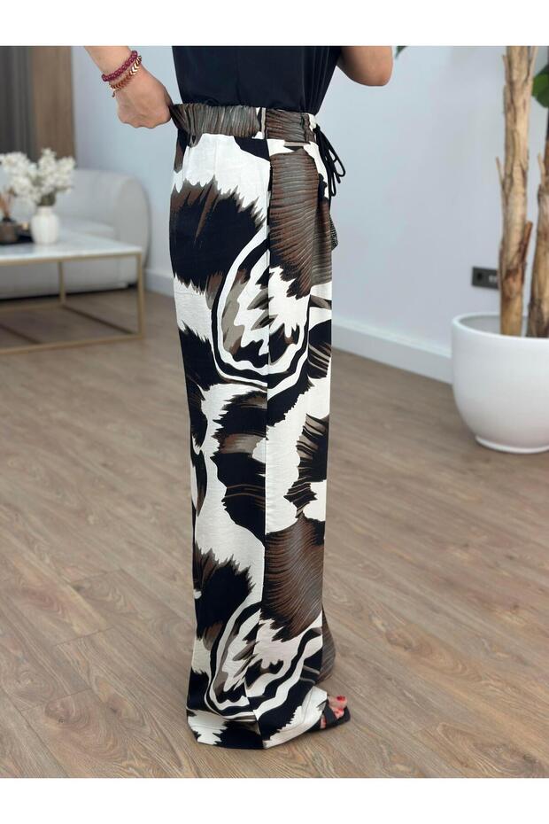 Batik Patterned Trousers with Elastic Waist - 3