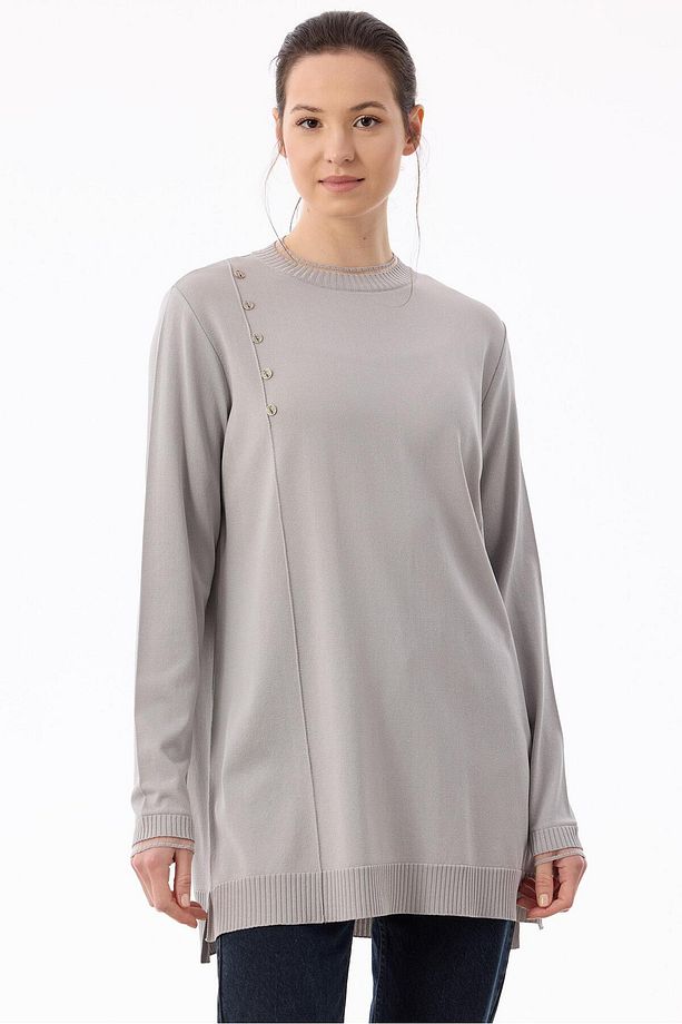 Fırfır Detaylı Rayon Tunik A.GRİ - 1