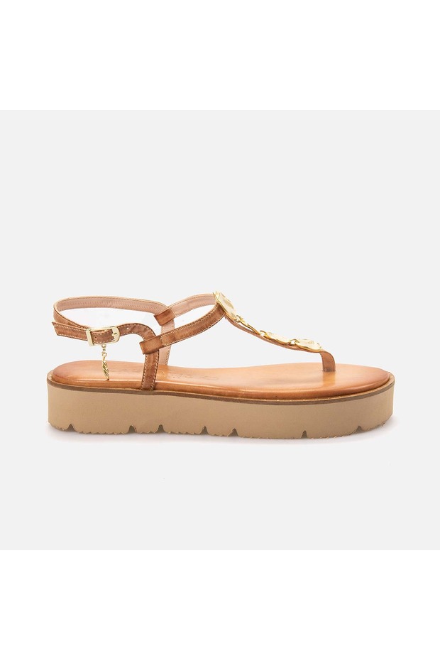 Caryatis women's camel-golden yellow sandals