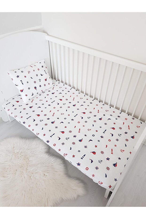 Sailor Baby Kids Fitted Sheet 100X160Cm, Pillow Case