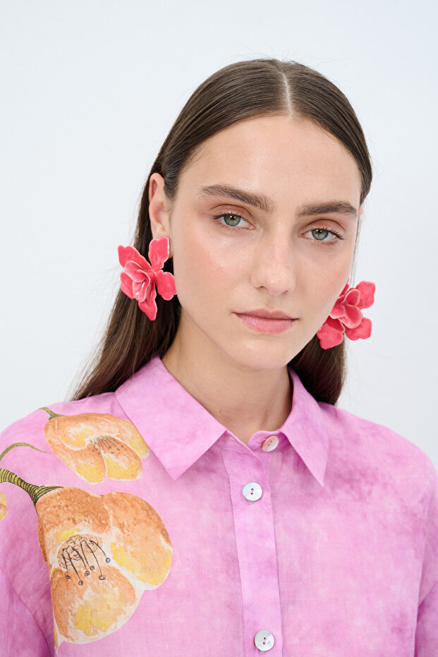 Desenli Keten Gömlek - 2