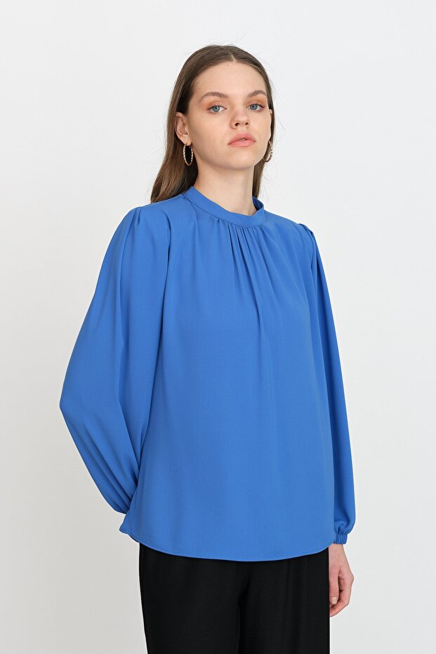 Pile Detaylı Bluz Saks - 1