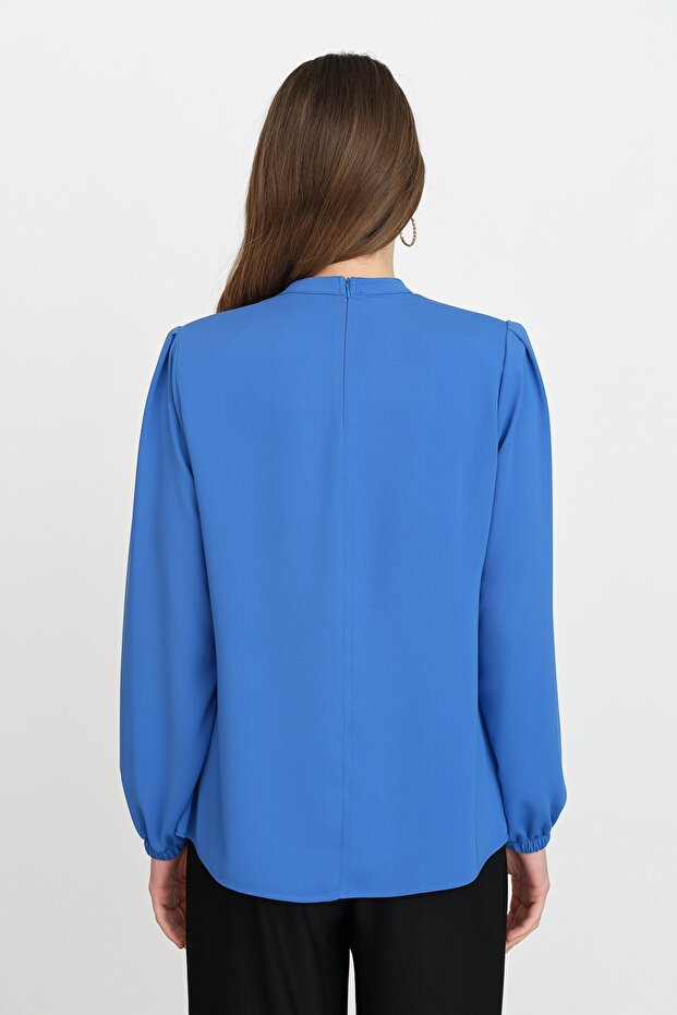 Pile Detaylı Bluz Saks - 4