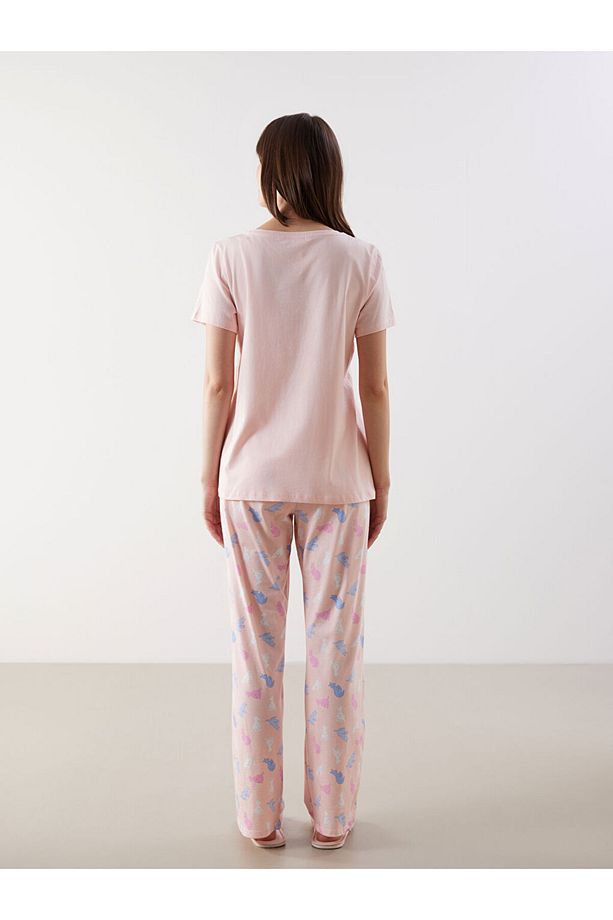 Bisiklet Yaka Baskılı Hamile Pijama Takımı - 4