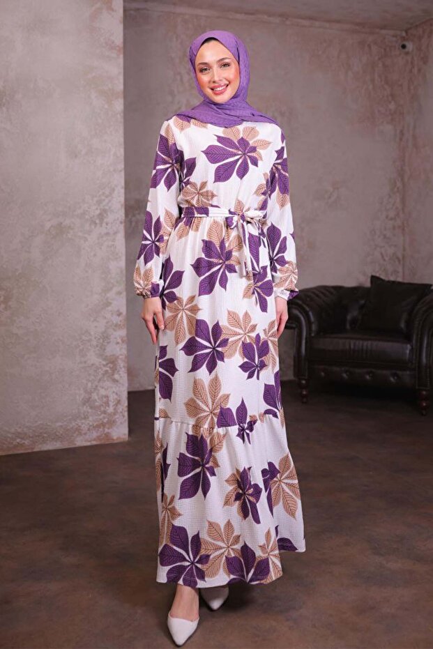 Rochie hijab cu model violet 4852 - 1