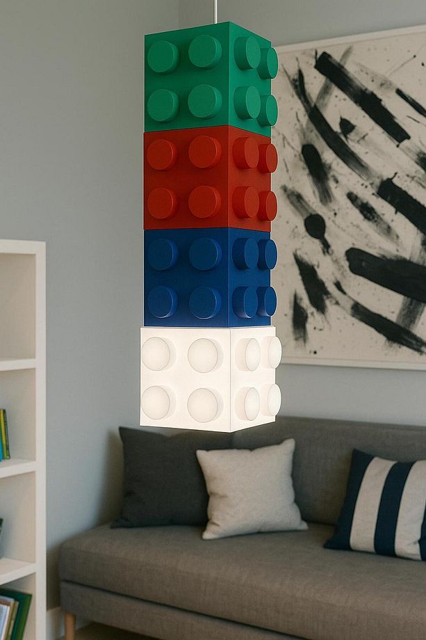 Renkli Blok Görünümlü Çocuk Odası Tavan Lambası – Eğlenceli ve Modern Tasarım - 5