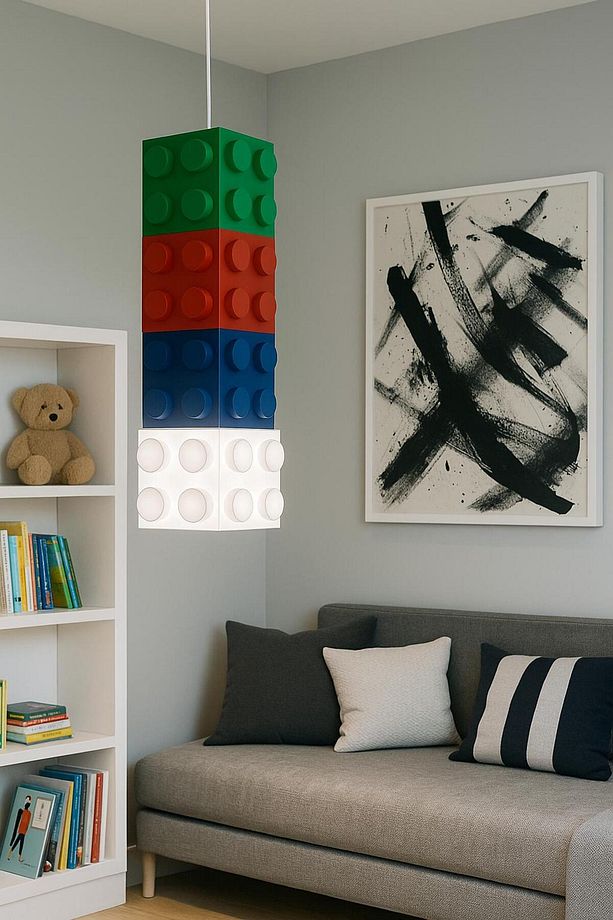 Renkli Blok Görünümlü Çocuk Odası Tavan Lambası – Eğlenceli ve Modern Tasarım - 6