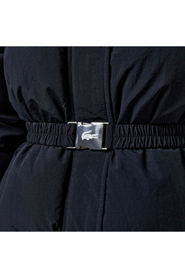 Kadın Kapüşonlu Siyah Mont - 7