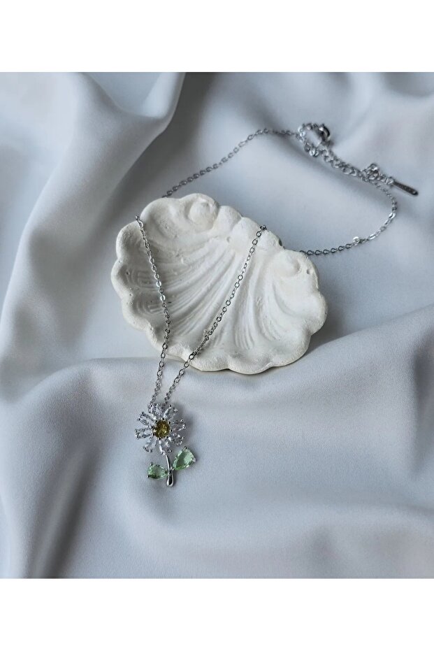 papatya sembolli çelik kolye - 2