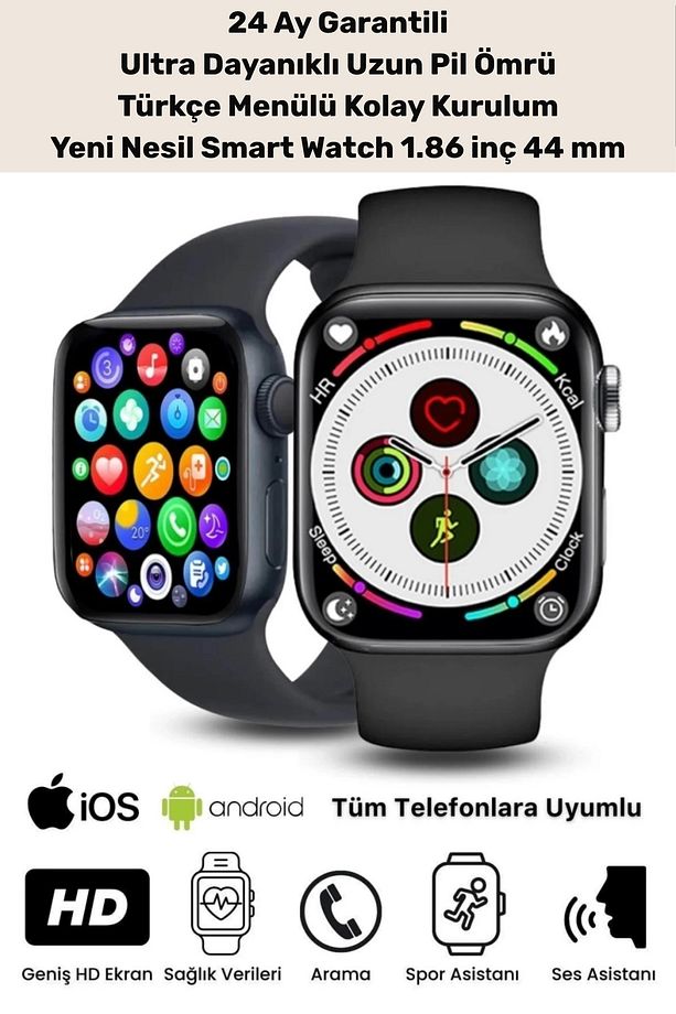 Özel Su Geçirmez 44mm Watch 7 Ios Android Sağlık Sensörlü Bluetooth Aramalı Alarm Akıllı Saat - 1