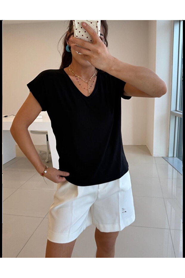 Дамска тениска с V-образно деколте Basic Modal Rescue - 1
