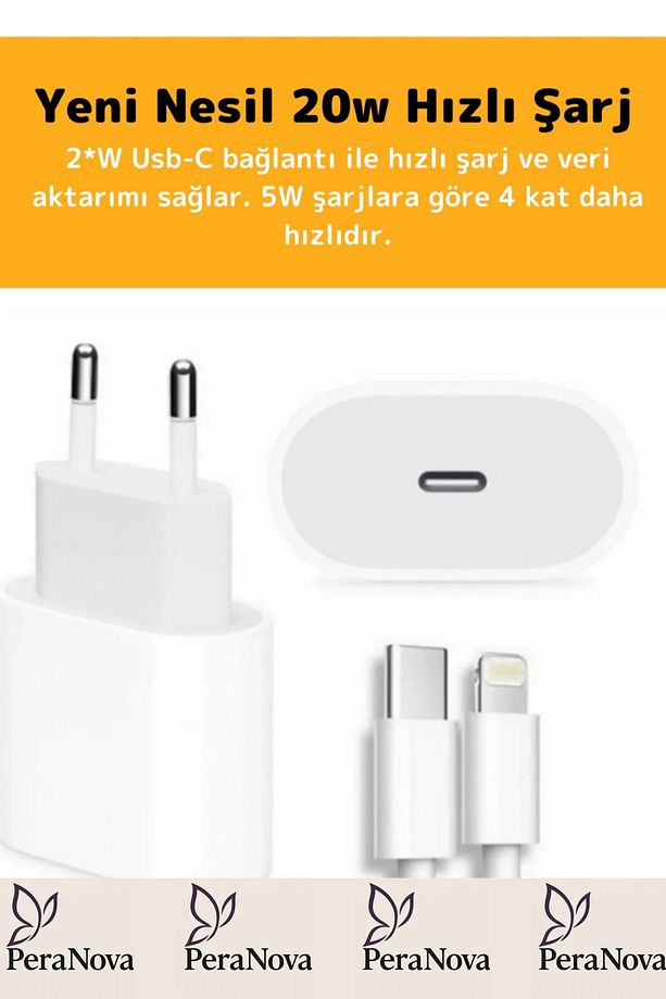 iPhone Tüm Serilere Uyumlu 20w Hızlı Şarj Seti Adaptör Type C Kablosu 7 8 X 11 12 13 14 15 Plus Pro - 2