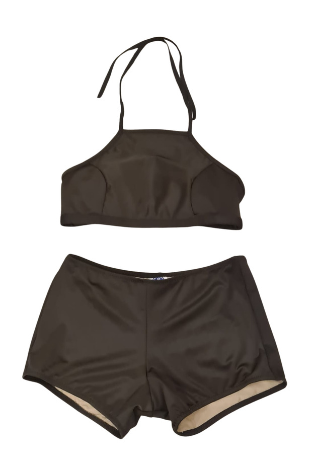 Khaki Women's Bikini Set with Shorts