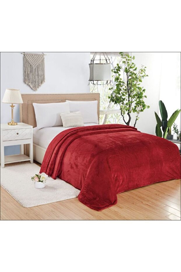 بطانية سرير فردية حمراء ناعمة من الفلانيل - 1