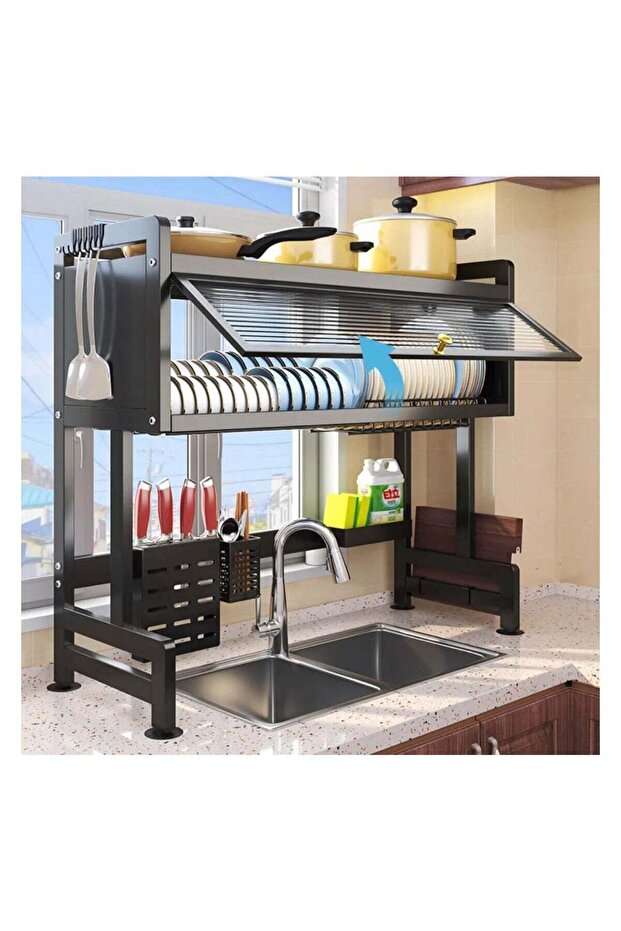 Over The Sink Dish Rack Extra Heavy Duty Large Dish Drying Stand Drainer with Utensil Holder for Kit