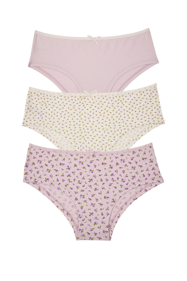 3-Pack Cotton Patterned Regular Waist Hipster Panties