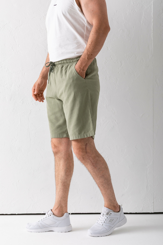 Men's Adjustable Waist Double Pocket Shorts Khaki - 9239