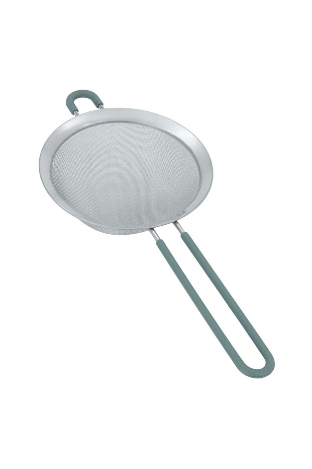 Saif Gallery Steel Strainer, 14 cm, Silicone Handle - Green